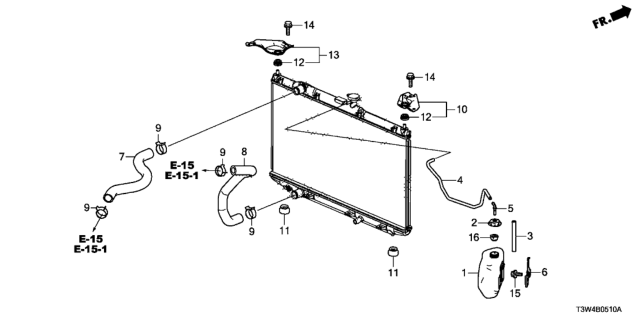 2015 Honda Accord Hybrid Radiator Hose - Reserve Tank Diagram