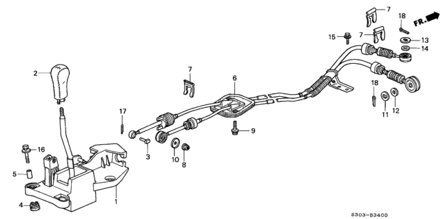 1999 Honda Prelude Lever Assy., Change Diagram for 54100-S30-003