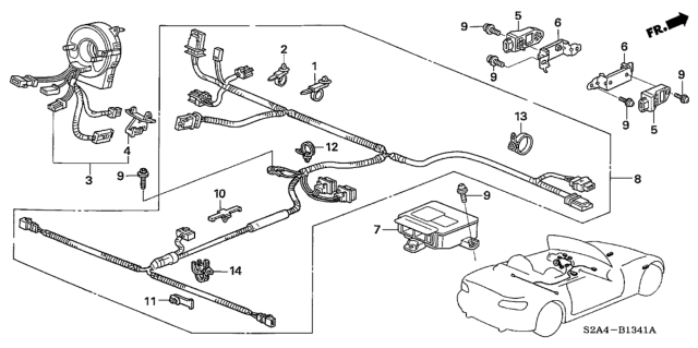 2006 Honda S2000 Sensor Assy., FR. Crash Diagram for 77930-S2A-A11