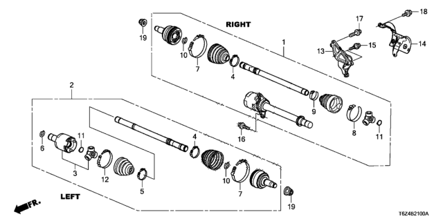 2017 Honda Ridgeline 4 Door RTL (2WD) KA 6AT Driveshaft Diagram