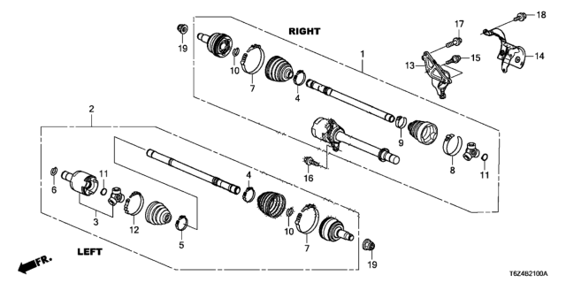 2017 Honda Ridgeline Driveshaft Assembly, Driver Side Diagram for 44306-T6Z-A01