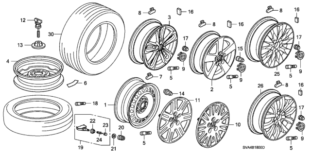 2007 Honda Civic Disk, Wheel (16X6 1/2J) (Black) (Topy) Diagram for 42700-SNA-A01