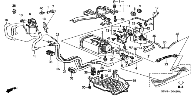 2004 Honda Pilot 5 Door EXL (RES) KA 5AT Canister Diagram
