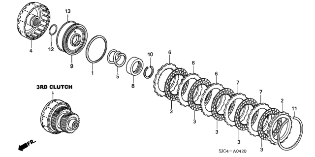 2006 Honda Ridgeline Spring, Clutch Disk Diagram for 22537-RDP-013