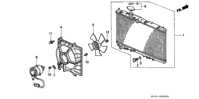 1995 Honda Accord Radiator (Denso) Diagram for 19010-P0G-A51