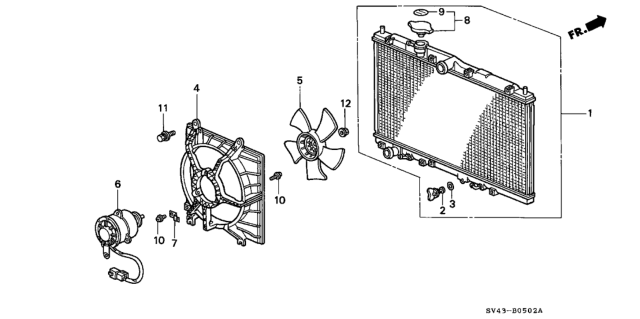 1995 Honda Accord Shroud Diagram for 19015-P0G-A01