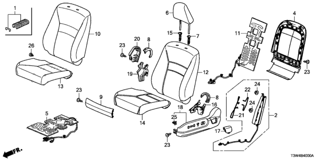 2017 Honda Accord Hybrid Cover Set, Driver Side Trim (Graphite Black) (Leather) (Side Airbag) Diagram for 81525-T3W-L51ZB