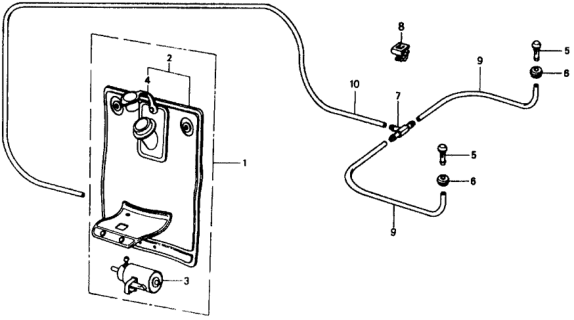 1979 Honda Civic Nozzle Assy., Washer Diagram for 38540-658-922