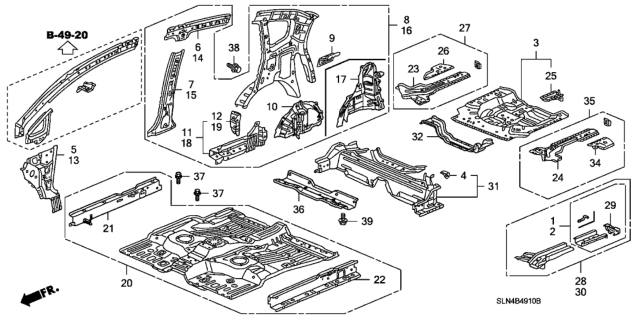 2007 Honda Fit 5 Door BASE KA 5MT Floor - Inner Panel Diagram