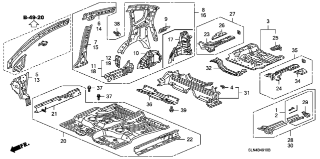 2007 Honda Fit Crossmember, FR. Floor Center Diagram for 74610-SLN-A00