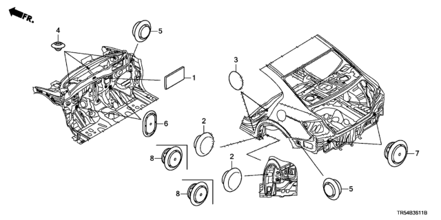 2012 Honda Civic 4 Door GX (NAVIGATION) KA 5AT Grommet (Rear) Diagram
