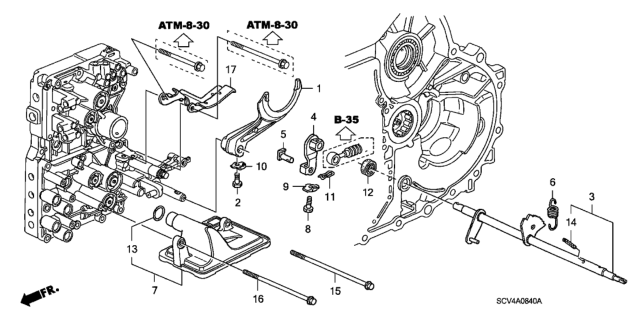 2005 Honda Element AT Shift Fork Diagram