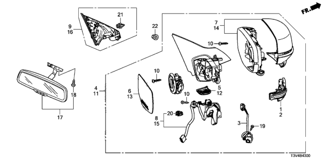 2014 Honda Accord Housing Set, L. *YR6 Diagram for 76255-T2G-A01ZP