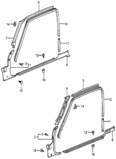 1982 Honda Accord Garnish, R. FR. Pillar *YR63L* (SINCERE BEIGE) Diagram for 73823-SA5-020ZH
