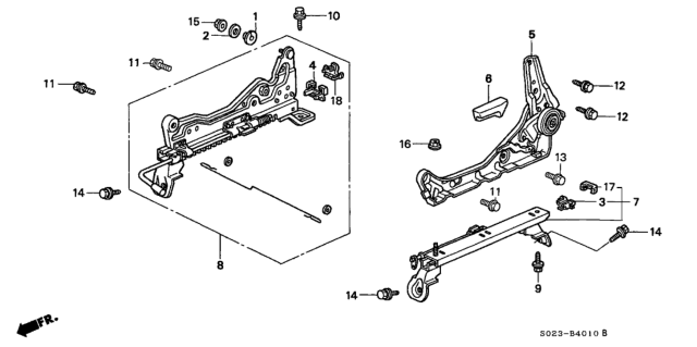 1998 Honda Civic Front Seat Components (Driver Side) Diagram