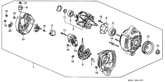 1995 Honda Civic Alternator (Denso) Diagram