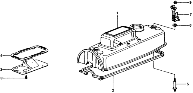 1975 Honda Civic Cover, Cylinder Head Diagram for 12310-657-670