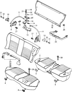 1981 Honda Civic 5 Door ** KL HMT Rear Seat Components - Seat Belt Diagram