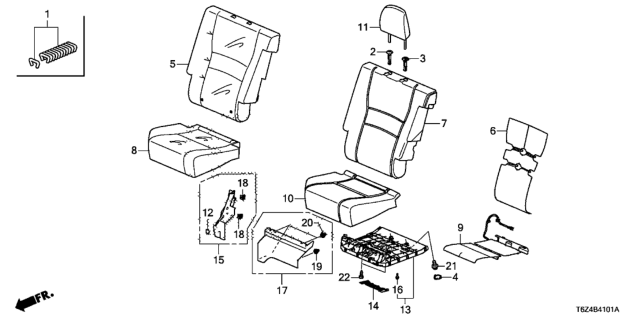 2017 Honda Ridgeline 4 Door RTL (2WD) KA 6AT Rear Seat (Passenger Side) Diagram