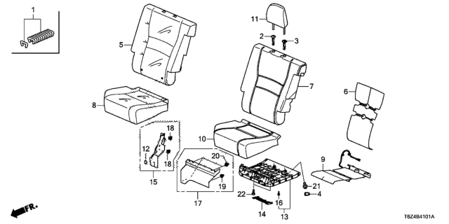 2019 Honda Ridgeline Cover, Right Rear Seat Cushion Trim (Red Hole Black) (Leather) Diagram for 82131-T6Z-A71ZA