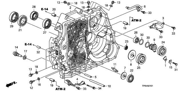 2012 Honda Crosstour AT Torque Converter Case (V6) Diagram