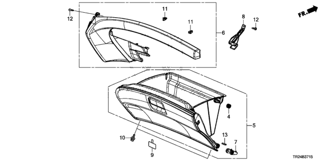 2012 Honda Civic Instrument Panel Garnish (Passenger Side) Diagram