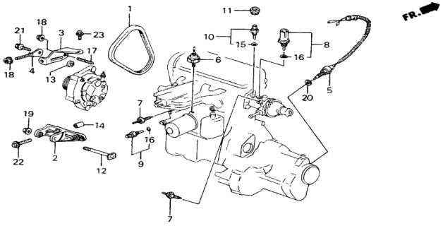 1989 Honda Accord 2 Door SEI KA 5MT Alternator Bracket Diagram