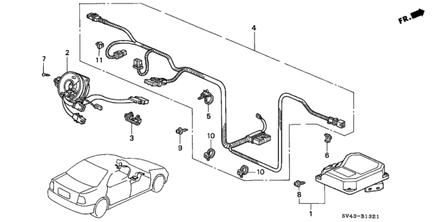 1995 Honda Accord SRS Unit Kit Diagram for 06772-SV7-A90