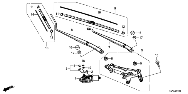 2019 Honda Fit Blade, Windshield Wiper (700MM) (Driver Side) Diagram for 76620-T5R-A03