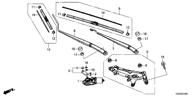 2019 Honda Fit Front Windshield Wiper Diagram