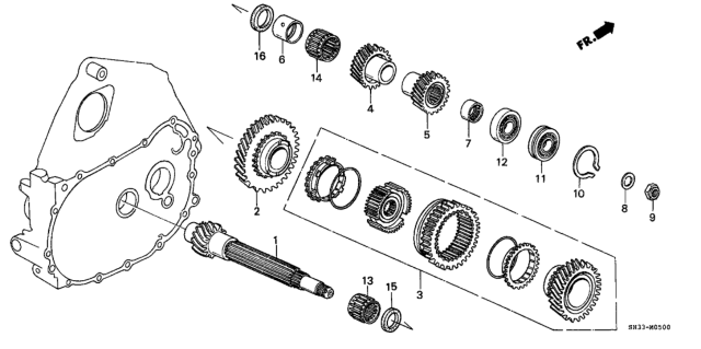 1991 Honda Civic 3 Door STD KL 4MT 4MT Countershaft Diagram