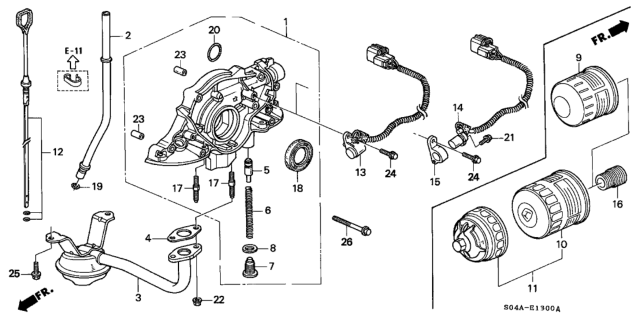 2000 Honda Civic Strainer, Oil Diagram for 15220-PDN-A00