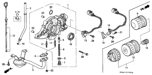 2000 Honda Civic Dipstick, Oil Diagram for 15650-P2A-010