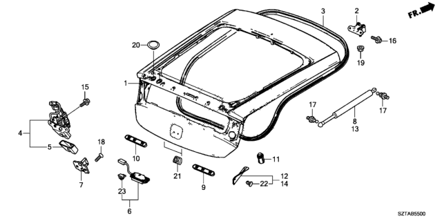 2016 Honda CR-Z Tailgate Diagram