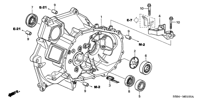 2004 Honda Civic 4 Door MX (HYBRID) KL 5MT MT Clutch Case Diagram