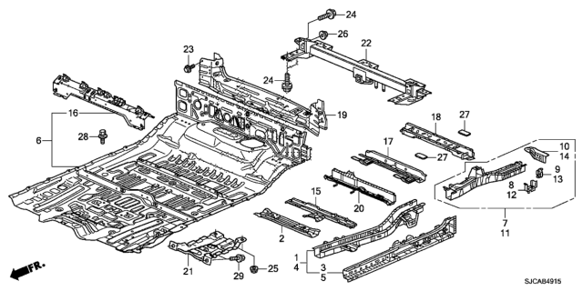 2014 Honda Ridgeline 4 Door RTS KA 5AT Floor Panels - Trailer Hitch Diagram