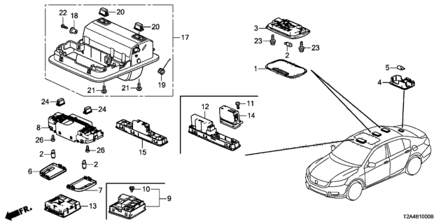 2014 Honda Accord Light Assy., Ambient *YR449L* (CASHMERE IVORY) Diagram for 39180-T2A-A51ZA
