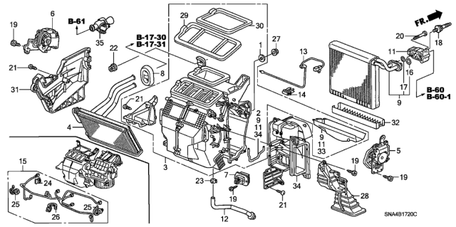 2008 Honda Civic Sub-Harness, Air Conditioner Diagram for 80650-SNA-A01