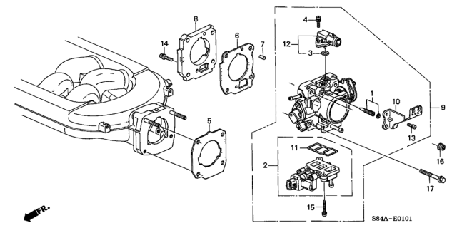 2002 Honda Accord Throttle Body (V6) Diagram