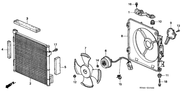 1998 Honda Civic 4 Door LX KA 5MT A/C Air Conditioner (Condenser) Diagram 2