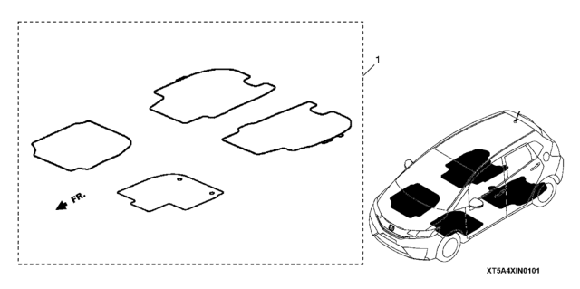 2016 Honda Fit Floor Mats - Carpet (Black) Diagram