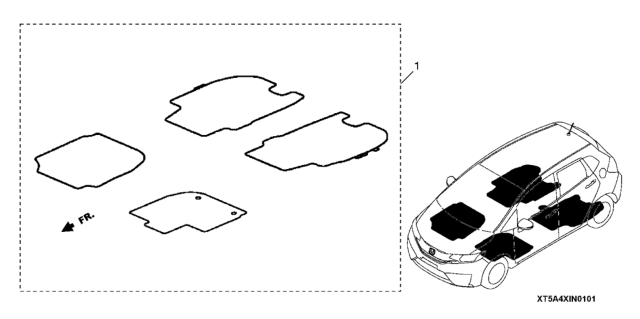2017 Honda Fit 5 Door LX KA CVT Floor Mats - Carpet (Black) Diagram
