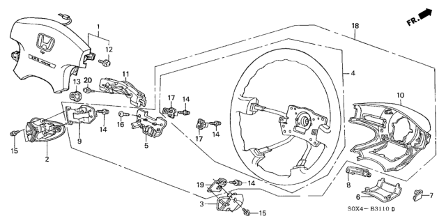 1999 Honda Odyssey Steering Wheel (SRS) Diagram