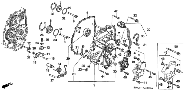 2003 Honda CR-V AT Left Side Cover Diagram