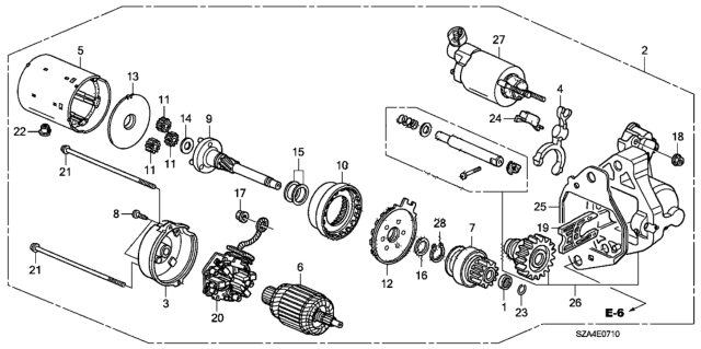 2009 Honda Pilot Starter Motor (Denso) Diagram
