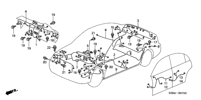 2003 Honda Civic Sub-Wire, Combination Diagram for 32103-S5A-A01