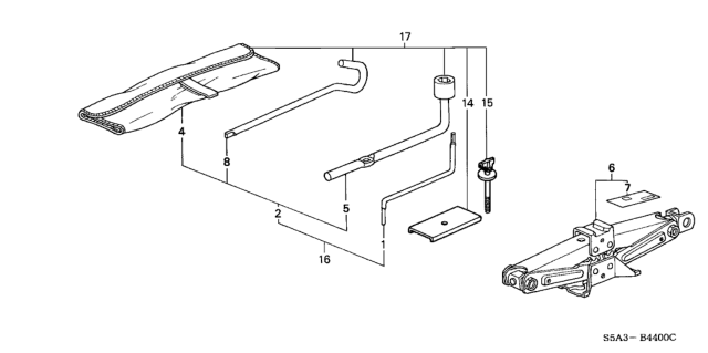 2003 Honda Civic Tools - Jack Diagram