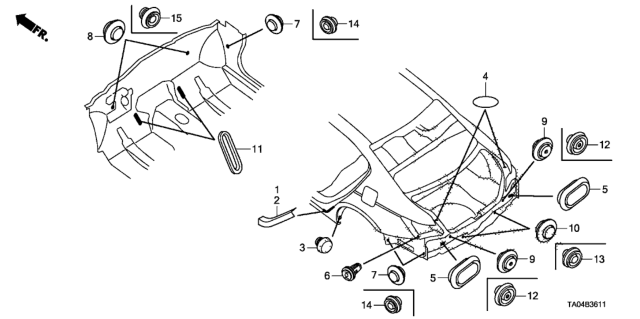 2011 Honda Accord Grommet (Rear) Diagram