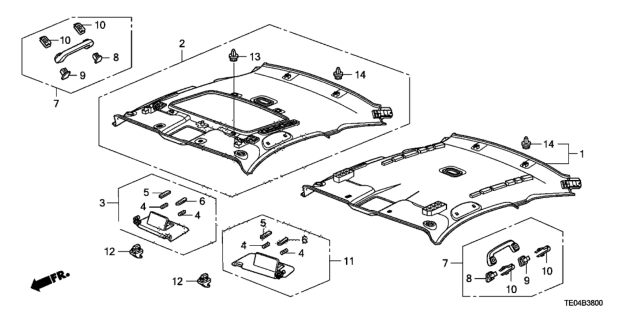 2008 Honda Accord 2 Door EX KA 5MT Roof Lining Diagram