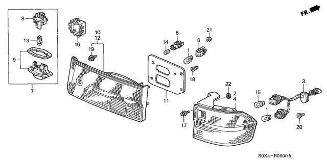 2004 Honda Odyssey Lamp Unit, L. Lid Diagram for 34156-S0X-003